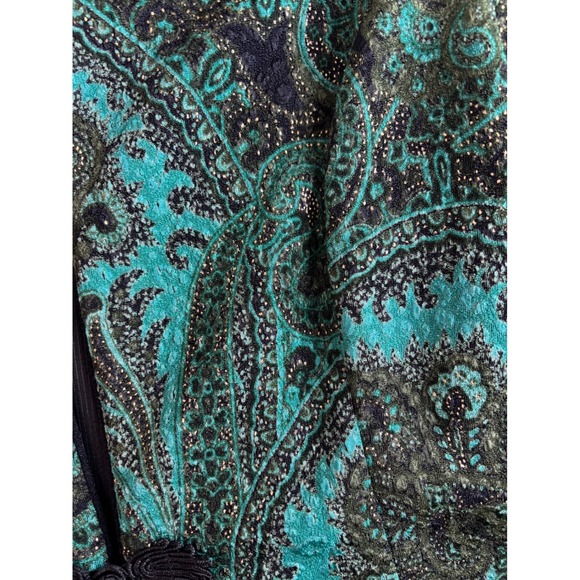 RK Originals Teal Black Paisley Brocade Velvet Blazer Jacket Sz 10 Grannycore - Picture 4 of 5